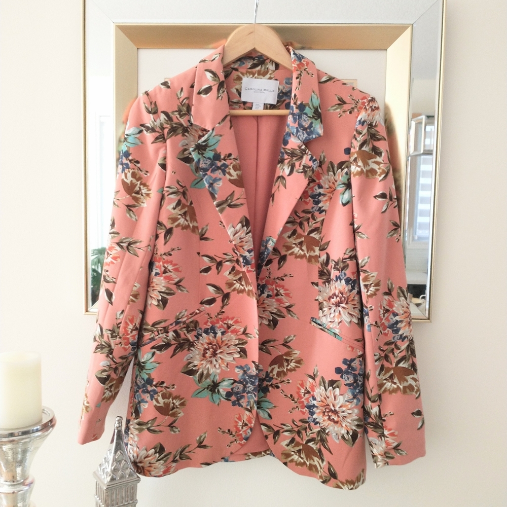 Carolina Belle Peach Floral Blazer